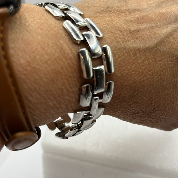 Napier Shiny Silver Bracelet Chunky Large Bracelet Vintage - Picture 6 of 9